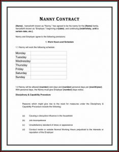 Nanny Contract Template Ireland