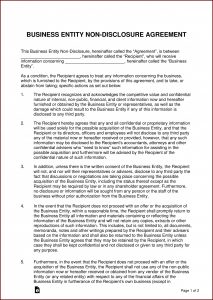 Non Disclosure Agreement Template Word Doc