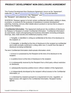Non Disclosure Agreement Template Word Document