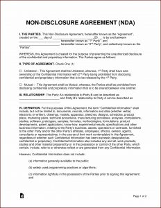 Non Disclosure Agreement Template Word India