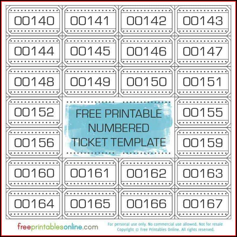 Numbered Raffle Ticket Template Free