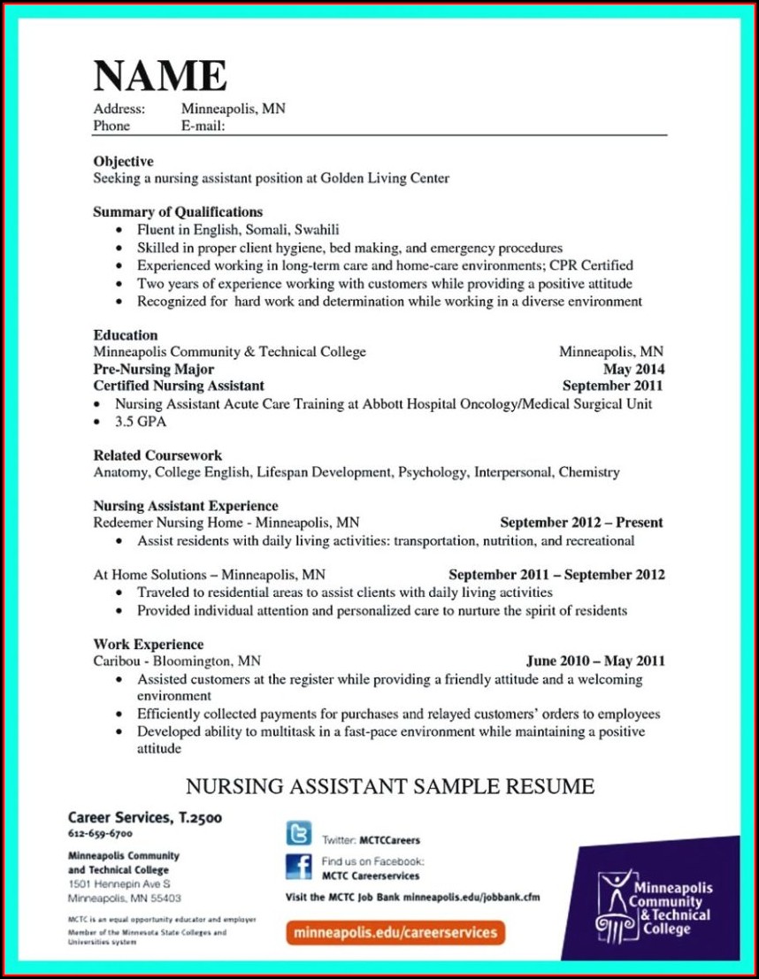 Nursing Cna Resume Template