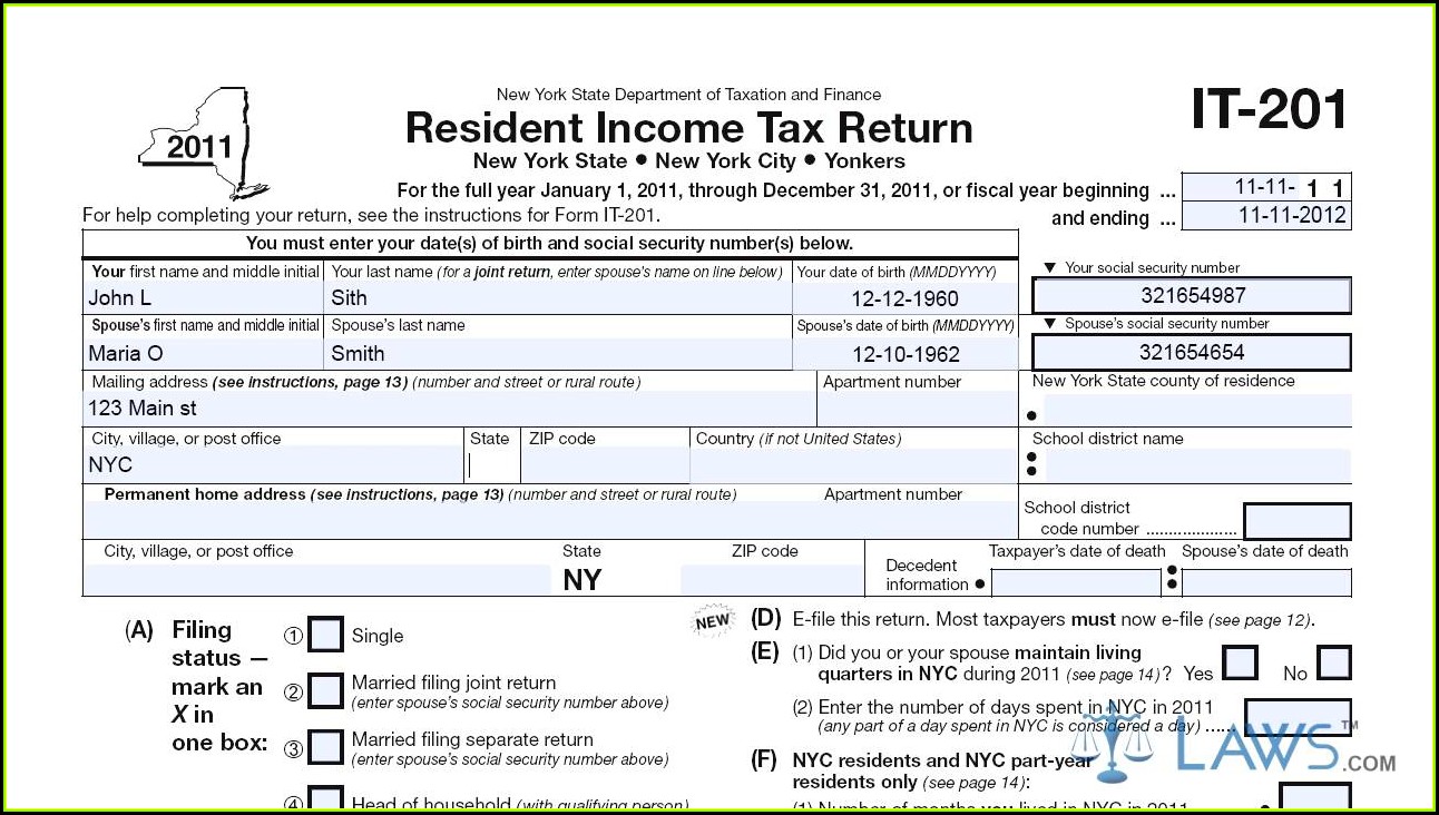 Printable Ny State Tax Form It 201 Form Resume Examples 4x2vyLPV5l