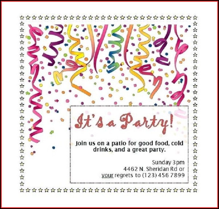 Party Invitation Template Word Free