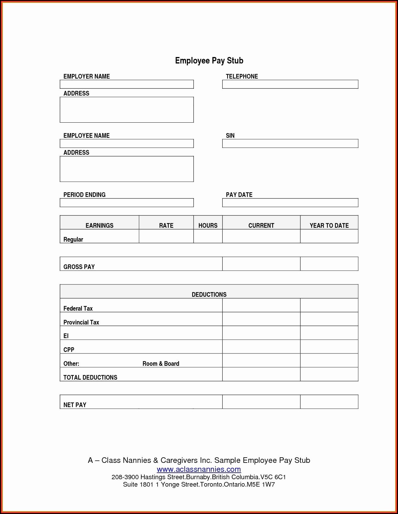 Pay Stub Template Free Excel