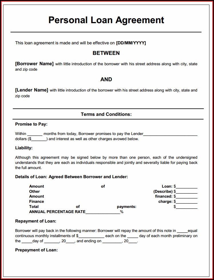 Personal Loan Contract Form