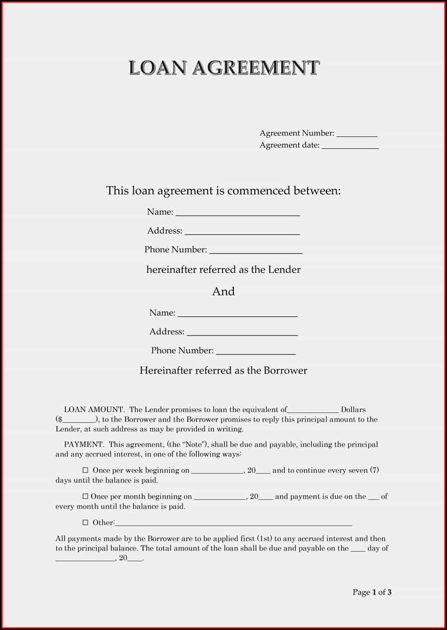 Personal Loan Contract Template Uk