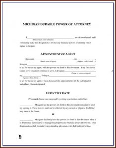 Power Of Attorney Form Michigan Guardianship