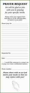 Prayer Request Card Template Free