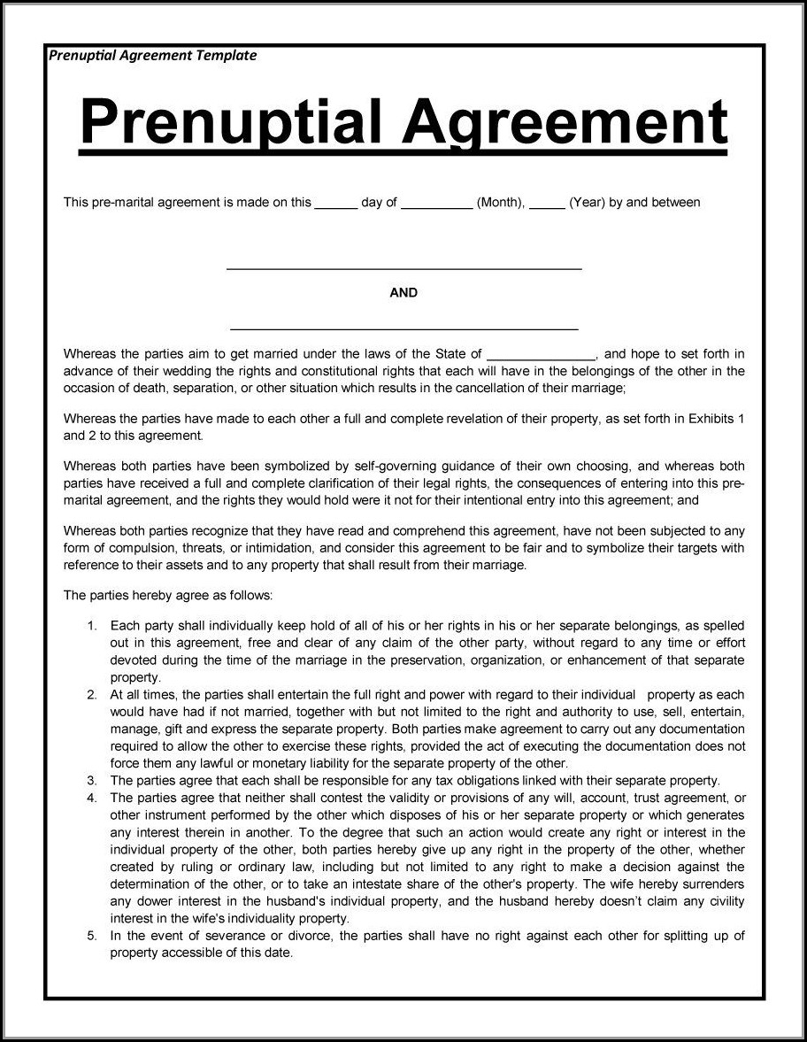 Prenup Agreement Form