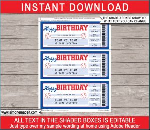Printable Baseball Ticket Template