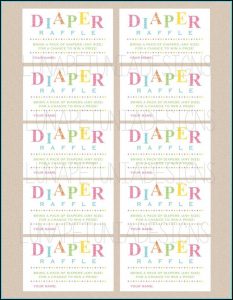 Printable Diaper Raffle Ticket Template