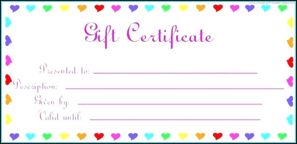 Printable Gift Certificates Templates Free Birthday