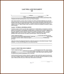 Printable Last Will And Testament Form South Carolina