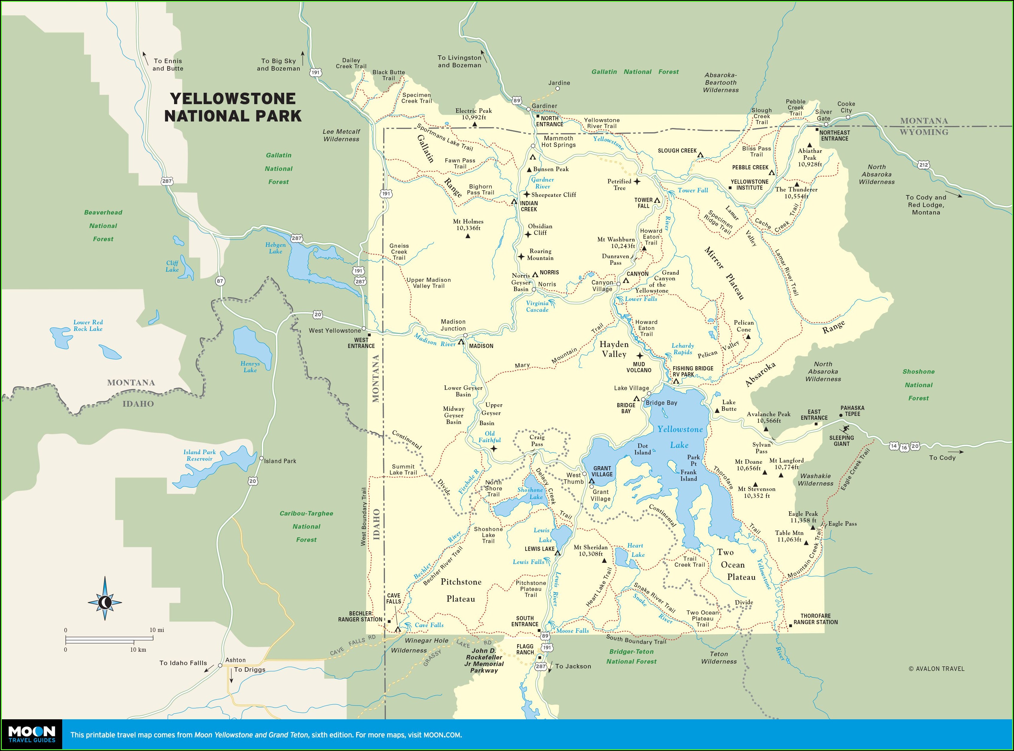 Printable Maps Of Yellowstone National Park