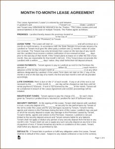 Printable Renters Lease Agreement Form