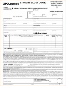 Printable Straight Bill Of Lading Form