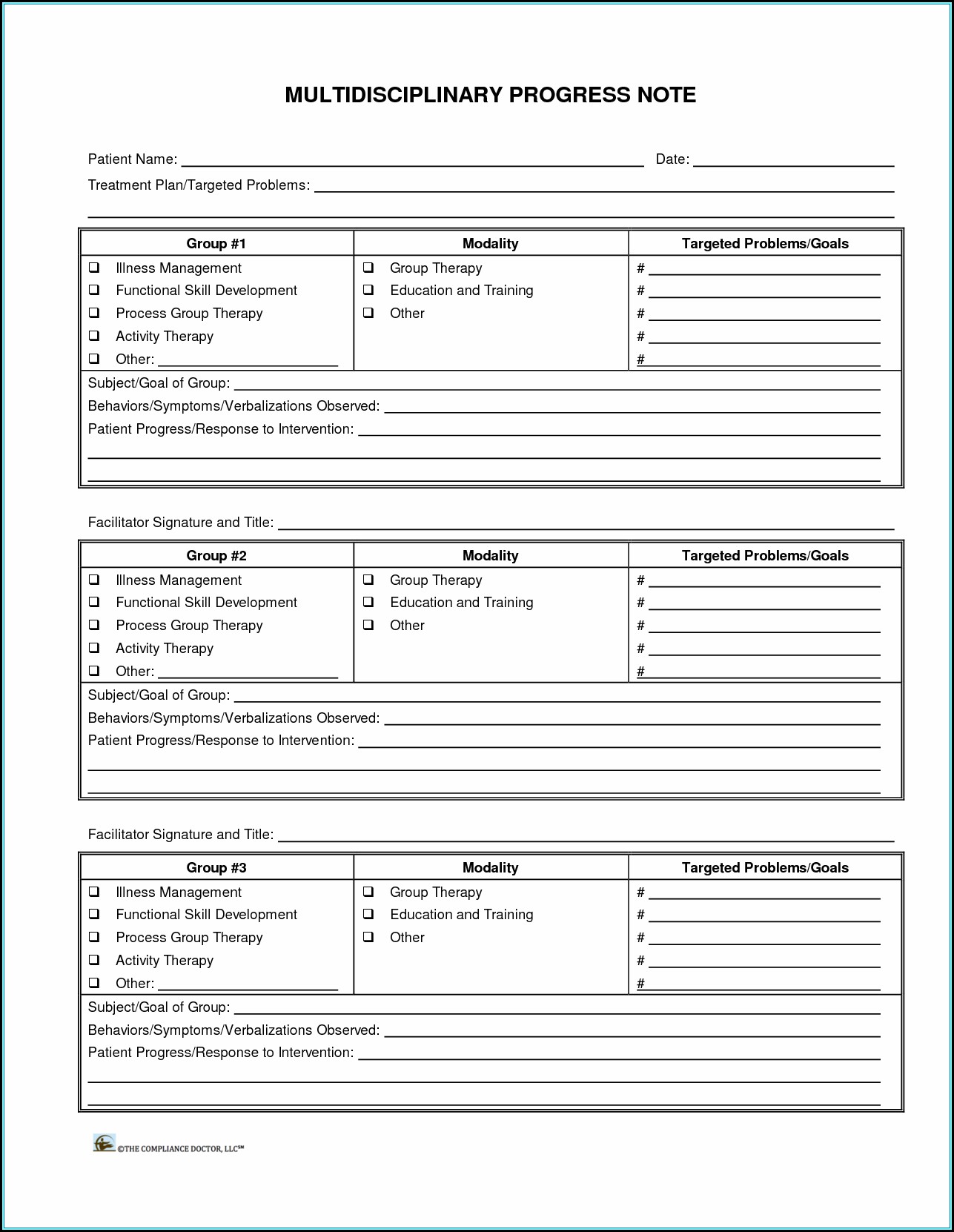 Psychotherapy Progress Note Template Free