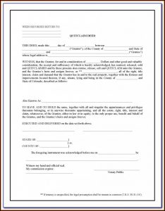 Quit Claim Deed Form Denver Colorado