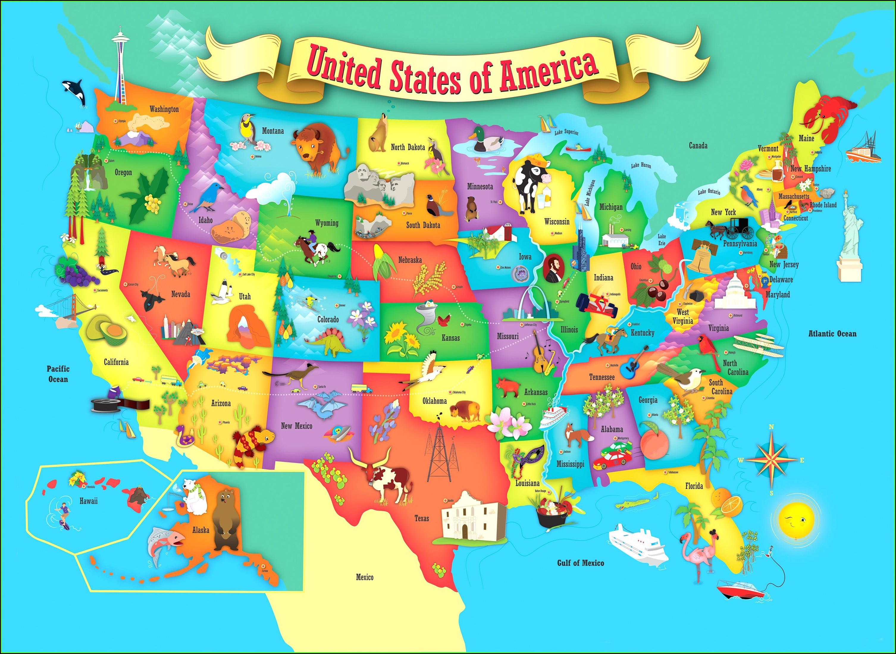 Игра страна сша. Детская карта США. Карта Америки для детей. Карта США для детей. USA карта для детей.