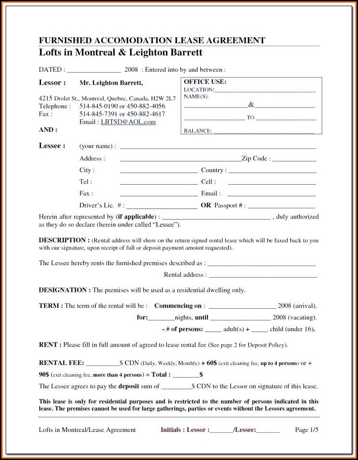 Rental Application Forms Wa
