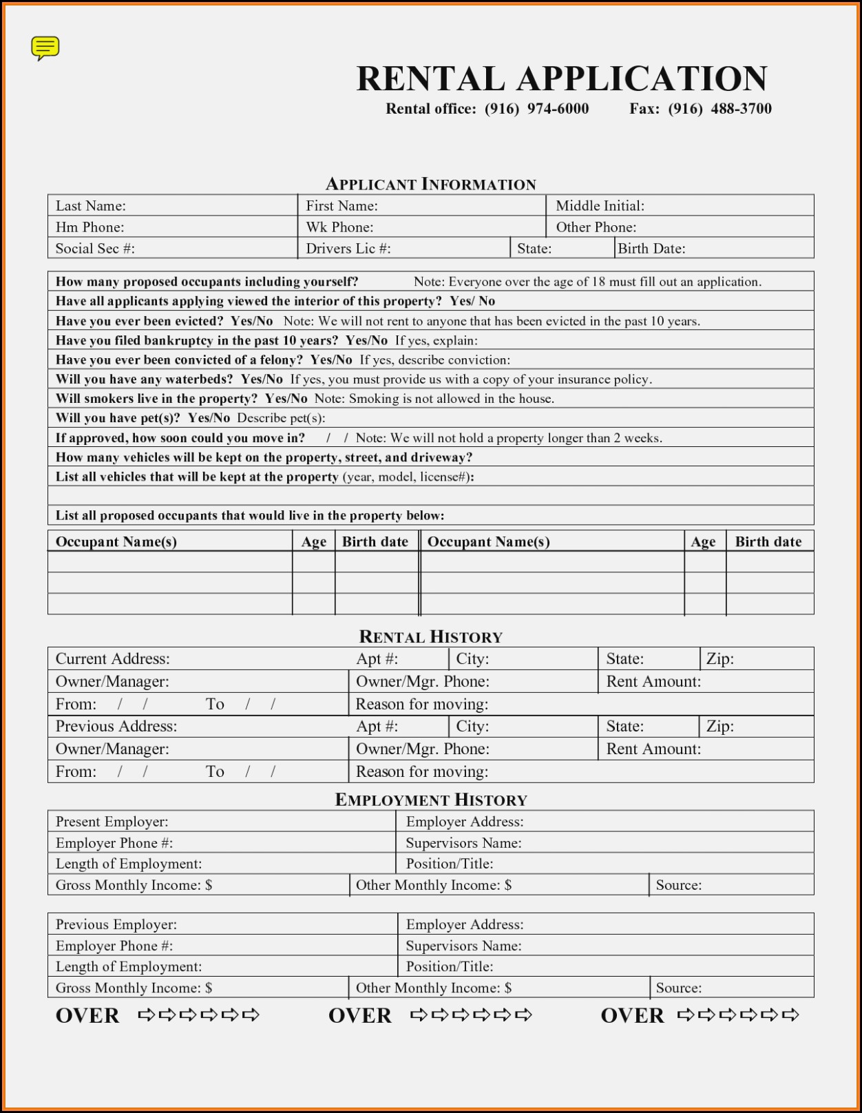 Rental Applications Forms