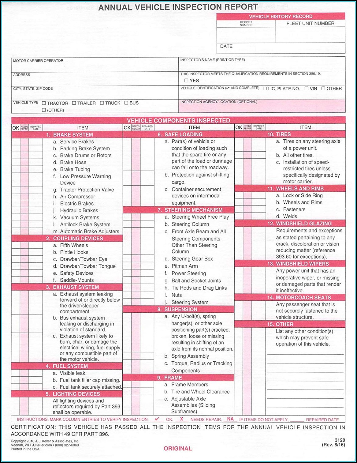 Rental Vehicle Inspection Form Template