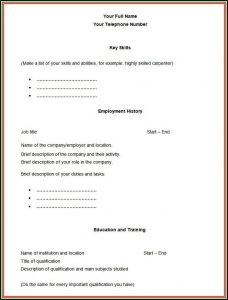 Resume Blank Format Free Download