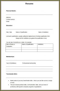 Resume Blank Forms To Fill Out