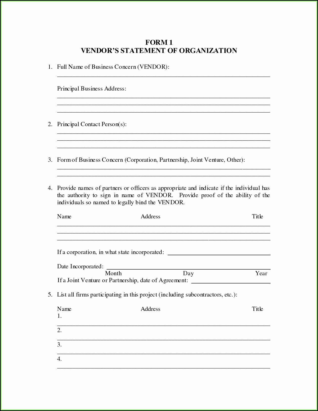 Resume Blank Forms