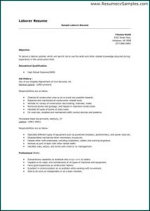 Resume Construction Worker Laborer