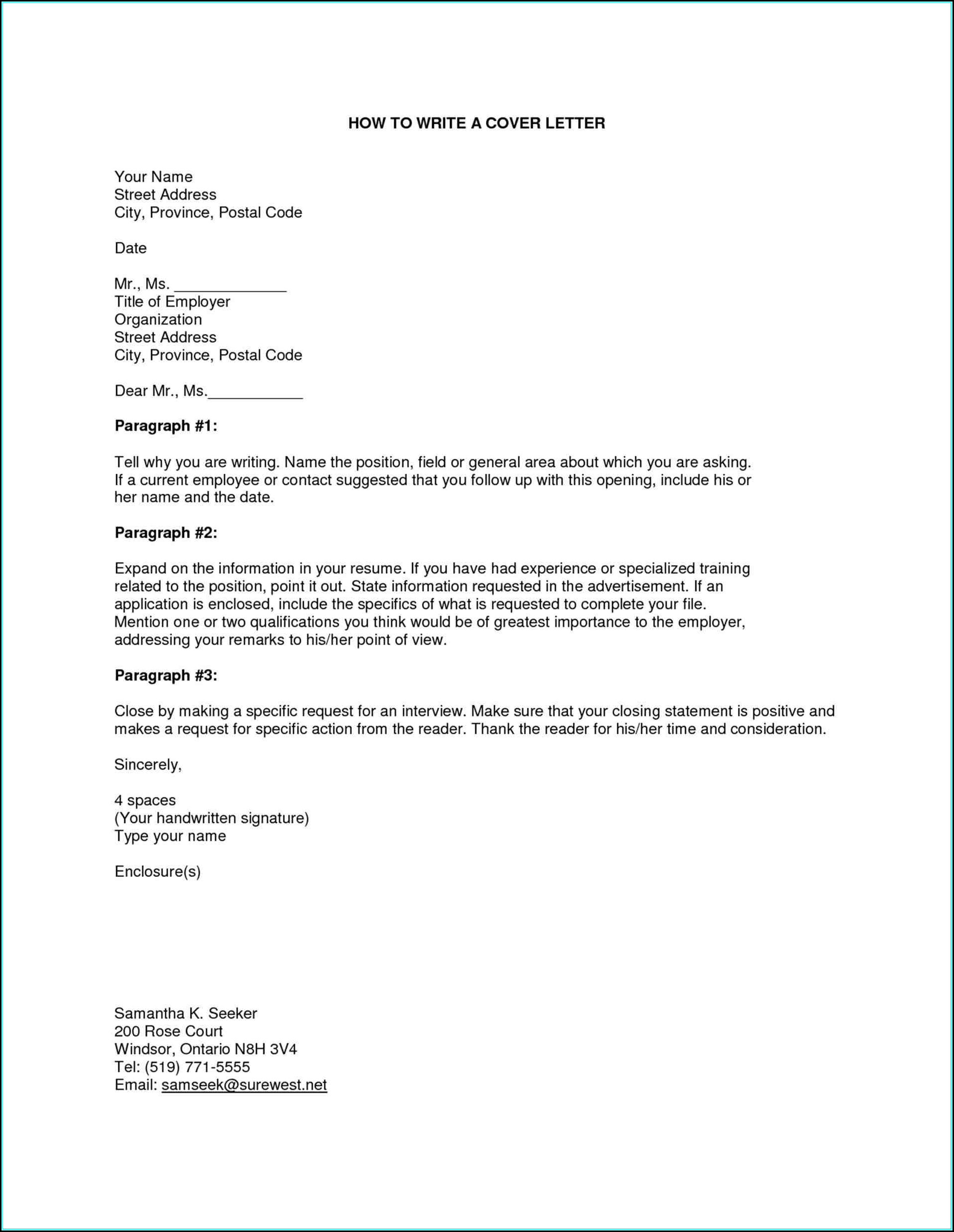 Resume Cover Letters Example