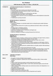 Resume For A Pharmacy Technician