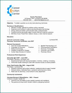 Resume For A Pharmacy Technician With No Experience