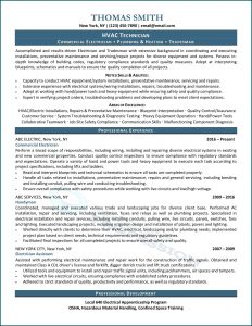 Resume For Hvac