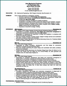 Resume For Hvac Mechanical Engineer