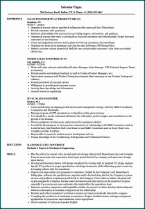 Resume For Hvac Sales