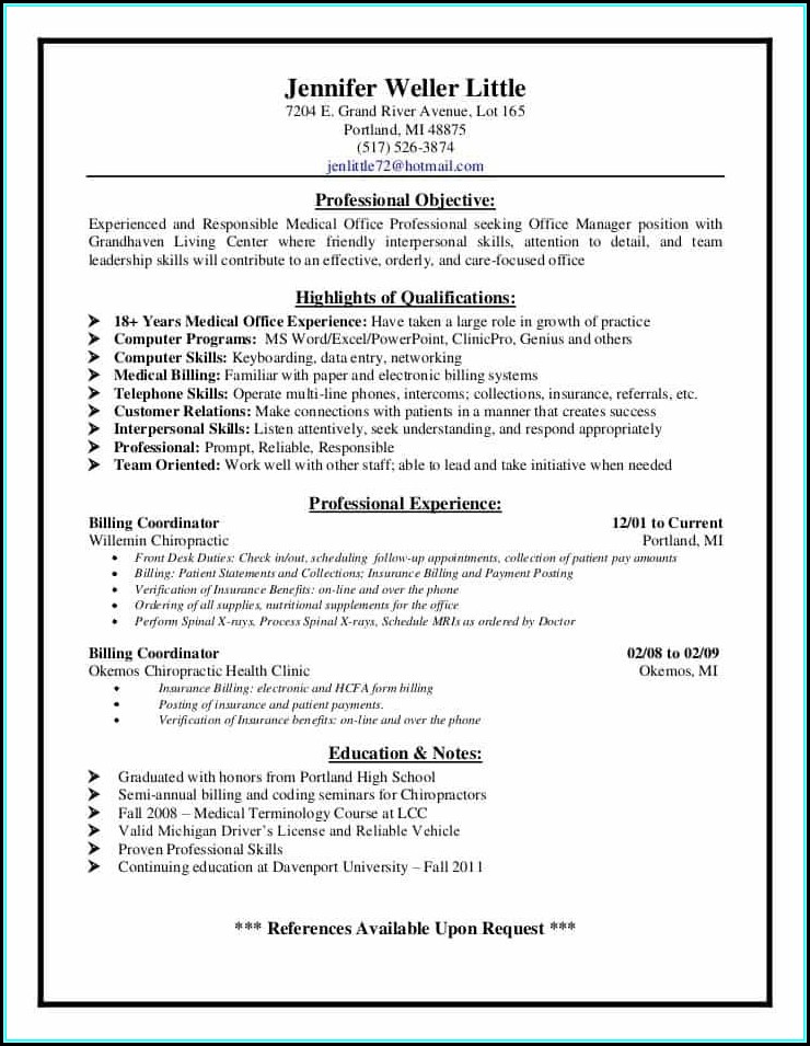 Resume For Medical Coding And Billing
