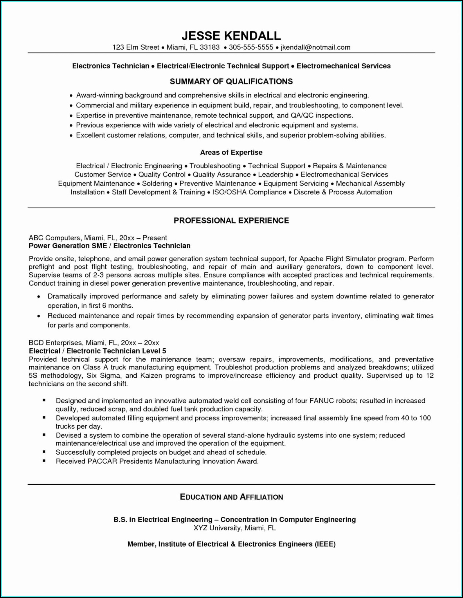 Resume For Pharmacy Technician Students