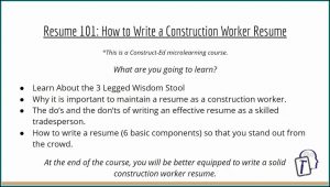 Resume Of Construction Worker