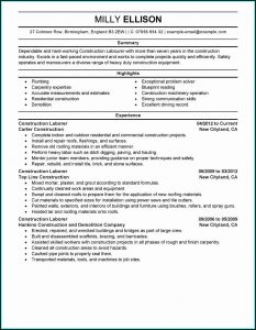 Resume Skills Construction Worker