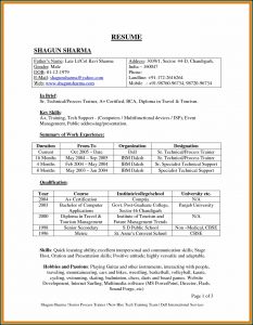 Resume Writing Format For Freshers