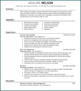 Retail Store Manager Resume Format Download