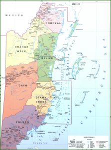 Road Map Of Belize Central America