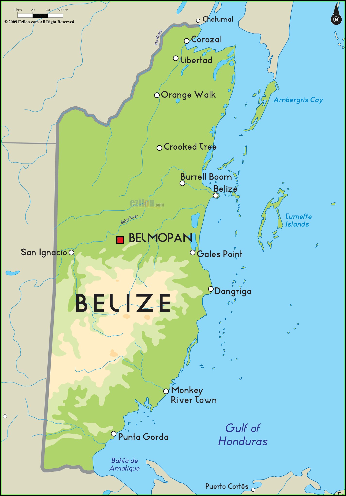 Road Map Of Belize