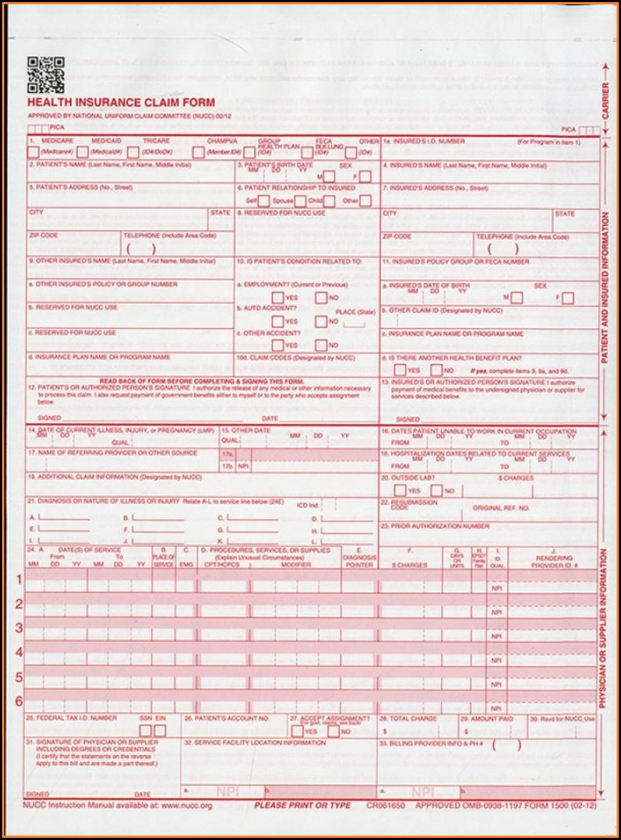 Sample Hcfa 1500 Claim Form Instructions