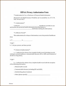 Sample Hipaa Forms Mental Health