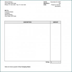 Sample Invoice Template Word
