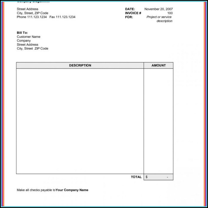 Sample Invoice Template Word Free
