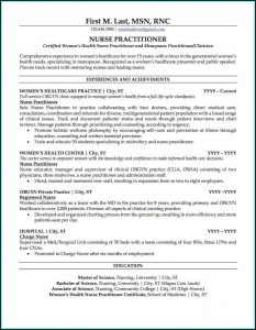 Sample Nurse Practitioner Resume Template